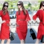 พร้อมส่ง เซตผ้าลูกไม้เนื้อดีสีแดงสวยงานหรู