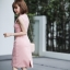 เดรสเกาหลี พร้อมส่ง ชุดเดรส แต่งลูกไม้ช่วงอก