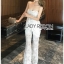 เสื้อผ้าเกาหลี พร้อมส่ง จัมป์สูท ผ้าลูกไม้ตกแต่งระบาย