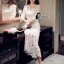 พร้อมส่ง Long dress สีขาวแขน 5 ส่วนงานลูกไม้ทั้งชุด