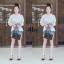 เสื้อเกาหลี พร้อมส่ง เสื้อผ้า จั๊มเอวชายระบาย