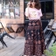 เสื้อผ้าเกาหลี พร้อมส่ง เสื้อยืด งานปัก + กระโปรงสไบ