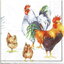 แนวภาพสัตว์ ภาพวาดลายเส้น ไก่ Chicken เป็นภาพแนวยาว กระดาษแนพกิ้นสำหรับทำงาน เดคูพาจ Decoupage Paper Napkins ขนาด 33X33cm