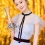 เดรสเกาหลี พร้อมส่ง เดรสสีฟ้า ลุคสวยหรู เนื้อผ้าsee though