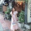 ชุดเดรสเกาหลี พร้อมส่ง Dress คอกลมแขนตุ๊กตา