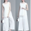พร้อมส่ง เซ็ตเสื้อแขนกุดตกแต่งลูกปัดและกางเกงขายาว