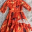 พร้อมส่ง เดรสหรูสีส้มทอง ผ้าชีฟองผสมไหม