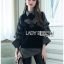 เสื้อผ้าแฟชั่น พร้อมส่ง เสื้อแขนกุด สีดำปักหมุดลายนก