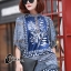 พร้อมส่ง เสื้อผ้าแฟชั่น พิมพ์ลายกราฟฟิกใบไม้และดอกไม้ทั้งตัว