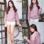 เสื้อเกาหลี พร้อมส่ง เสื้อคอปีน แขนยาว เนื้อผ้ามุ้ง
