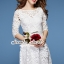 พร้อมส่ง เดรสแขนสามส่วน ชายกระโปรงทรงบาน