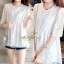 เสื้อแฟชั่น พร้อมส่ง เสื้อคอกลม แขน 3 ส่วน ฉลุลาย