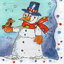 แนวภาพคริสต์มาส Winter ตุ๊กตาหิมะ Snow Man กับนก เป็นภาพเต็มแผ่น กระดาษแนพกิ้นสำหรับทำงาน เดคูพาจ Decoupage Paper Napkins ขนาด 33X33cm