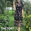 เดรสเกาหลี พร้อมส่ง เดรสยาว ระบายชั้นงานปักดอก