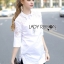 พร้อมส่ง เชิ้ตยาวผ้าคอตตอนประดับตกแต่งผ้าลูกไม้