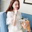 พร้อมส่ง เสื้อแขนบานจับจีบระบายนิดๆ