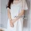 พร้อมส่ง เดรสเกาหลีแขนสั้นผ้าออร์แกนซ่า
