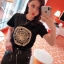 เสื้อเกาหลี พร้อมส่ง เสื้อ แต่งกระดุมสีทองที่บ่า