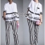 พร้อมส่ง เสื้อเชิ้ตทรงเพปลัมและกางเกงขายาวลายทาง