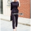 เสื้อผ้าเกาหลี พร้อมส่ง เซ็ตเสื้อแขนสามส่วนตกแต่งโบ
