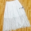 พร้อมส่ง เสื้อแขนศอกสม้อคขอบคอและปลายแขนลายดอกไม้