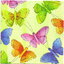 แนวภาพสัตว์ ผีเสื้อ หลากสี บนพื้นเขียว Butterfly เป็นภาพแนวยาว กระดาษแนพกิ้นสำหรับทำงาน เดคูพาจ Decoupage Paper Napkins ขนาด 33X33cm