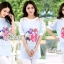 พร้อมส่ง เสื้อยีนส์เดนิมพิมลายกุหลาบ