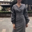 เดรสเกาหลี พร้อมส่ง เดรสทรงป้ายอก ผ้าลายชิโนริ