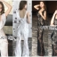 เสื้อผ้าเกาหลี พร้อมส่ง จัมป์สูท ผ้าลูกไม้ตกแต่งระบาย