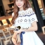 พร้อมส่ง เสื้อลายดอกไม้แต่งด้วยเกสรดอกไม้สีดำ