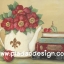 กระดาษสาพิมพ์ลาย สำหรับทำงาน เดคูพาจ Decoupage แนวภาำพ ภาพวาด ดอกไม้สีแดงดอกใหญ่หลายดอกปักอยู่ในกาน้ำกระเบื้องสีขาวใบใหญ่ื วางประดับบ้านอยู่บนตู้ (ปลาดาวดีไซน์)