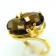 SKJewelryFactory แหวนเงินแท้ 92.5% ฝังพลอยสโมกกี้ควอทซ์แท้ ชุบทองคำแท้ มีชิ้นเดียว ER01118-SMQ-GP