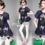 พร้อมส่ง เสื้อทรงระบายหางปลา ดอกไม้ประดับเป็นช่อๆ
