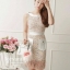 พร้อมส่ง เดรสผ้าไหมพรมเกาหลีทอลาย