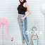 พร้อมส่ง กางเกงทรงสปอร์ตเอวสูง