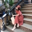 เดรสเกาหลี พร้อมส่ง Dress ผ้าซาติน