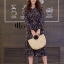 เดรสเกาหลี พร้อมส่ง เดรสแขนยาว คอวี