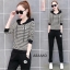 เสื้อผ้าเกาหลี พร้อมส่ง ชุด Set เสื้อคอกลม แต่งฮูท