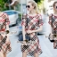 พร้อมส่ง เดรสทรงปล่อยๆพิมพ์ลายสไตล์ Burberry