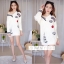 เสือผ้าเกาหลี พร้อมส่ง เสื้อไหมพรมแขนยาว คอวี แต่งแถบ