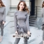 เสื้อผ้าเกาหลี พร้อมส่ง เสื้อ ผ้าคอตตอนทอลายริ้ว