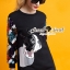 พร้อมส่ง เดรสแขนยาวตัวปล่อย ประดับด้วยเลื่อมที่ช่วงแขน