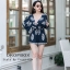 เสื้อผ้าเกาหลี พร้อมส่ง จั้มสูทขาสั้น ป้ายอก ผ้านิ่ม ใส่สบาย