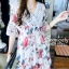 พร้อมส่ง เสื้อชีฟองกึ่งเดรสลายดอกแต่งลูกไม้
