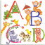 แนวภาพการ์ตูน ตัวอักษร ABC หมา แมว ลิง กบ นก หมี เป็นภาพแนวยาว กระดาษแนพกิ้นสำหรับทำงาน เดคูพาจ Decoupage Paper Napkins ขนาด 33X33cm