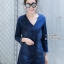 เสื้อผ้าเกาหลี พร้อมส่ง จั้มสูธ ผ้ายีนส์ฟอกคอวี