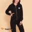 เสื้อผ้าเกาหลี พร้อมส่ง ชุดวอร์ม สีดำ Super D