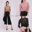 เสื้อเกาหลี พร้อมส่ง เสื้อบิดด้านหน้า ผ้ากลิตเตอร์สวย