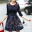 พร้อมส่ง เดรสพิมพ์ลายมือผู้หญิงทาเล็บสีแดง