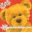 กระดาษสาพิมพ์ลาย สำหรับทำงาน เดคูพาจ Decoupage Paper Rice แนวภาพ หมี เท็ดดี้ Teddy bear กับดอกไม้สีขาว บนพื้นสีแดง Pladao design